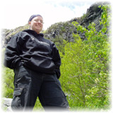 Tracey in front of a Mountain in VT before a climb